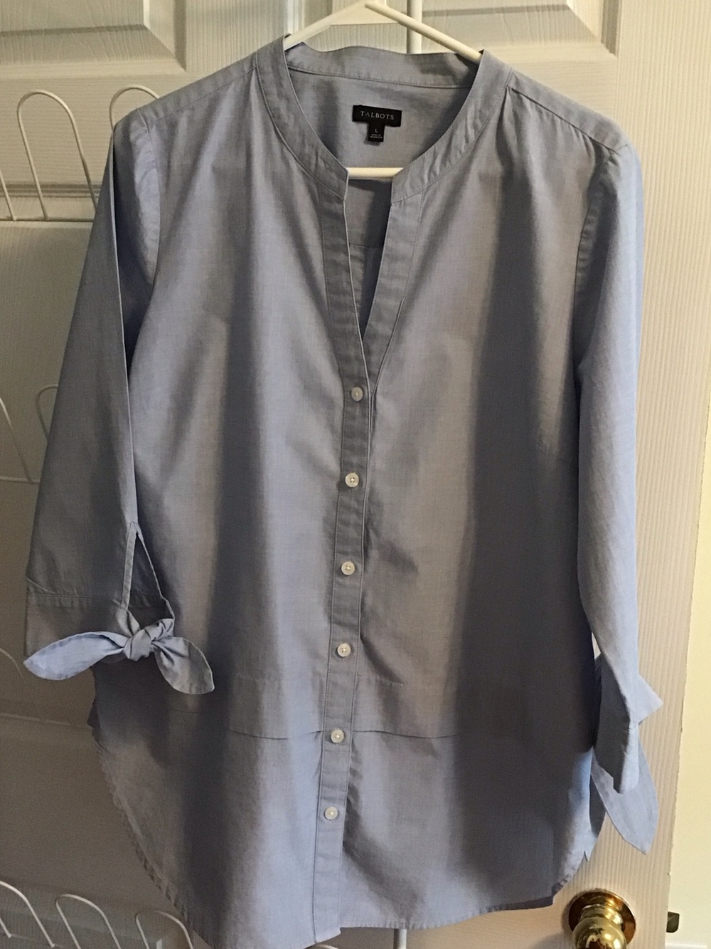 Talbots Light Blue Women's Button-Down Band Collar Shirt